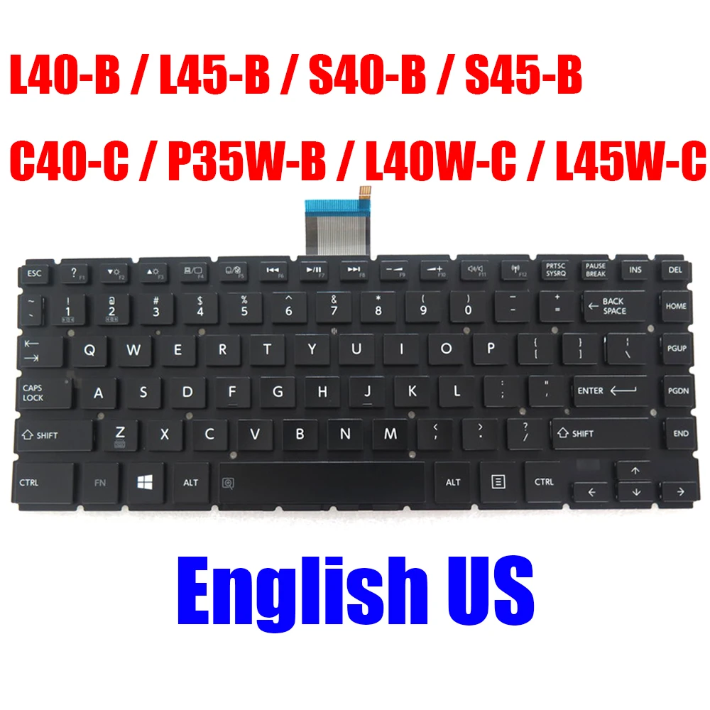 

Английская американская клавиатура для ноутбука Toshiba Satellite L40-B L45-B S40-B S45-B C40-C P35W-B L40W-C L45W-C 9Z.NBFSU.201 Черный
