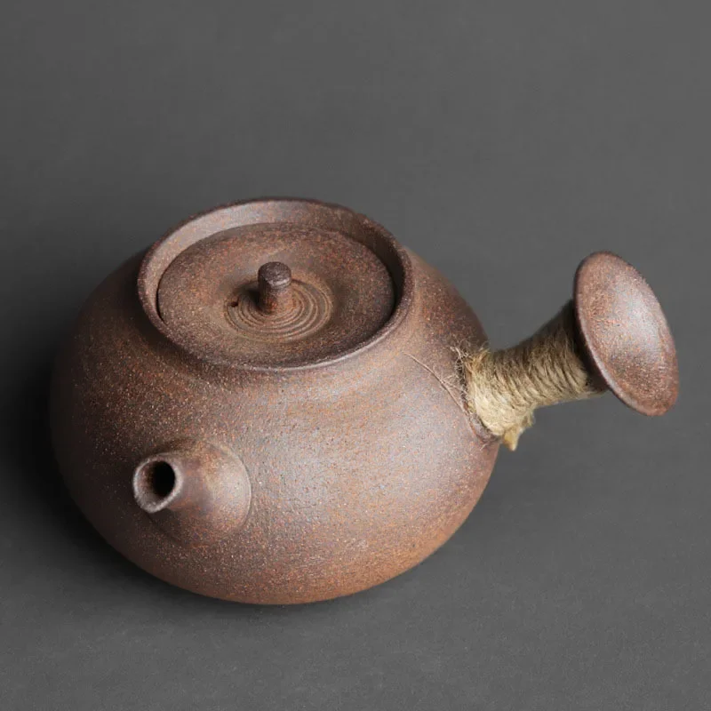 

Jingdezhen Handmade Pottery Japanese Style Side Handle Teapot Raw Ore Pottery Clay Material Retro Rough Pottery Health Tea Maker