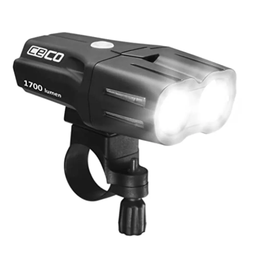 

USA 1700 Lumens Super Bright Bike Light Front, IP67 Waterproof, FL-1 Impact Resistant, USB Rechargeable, Battery Life, Great fo