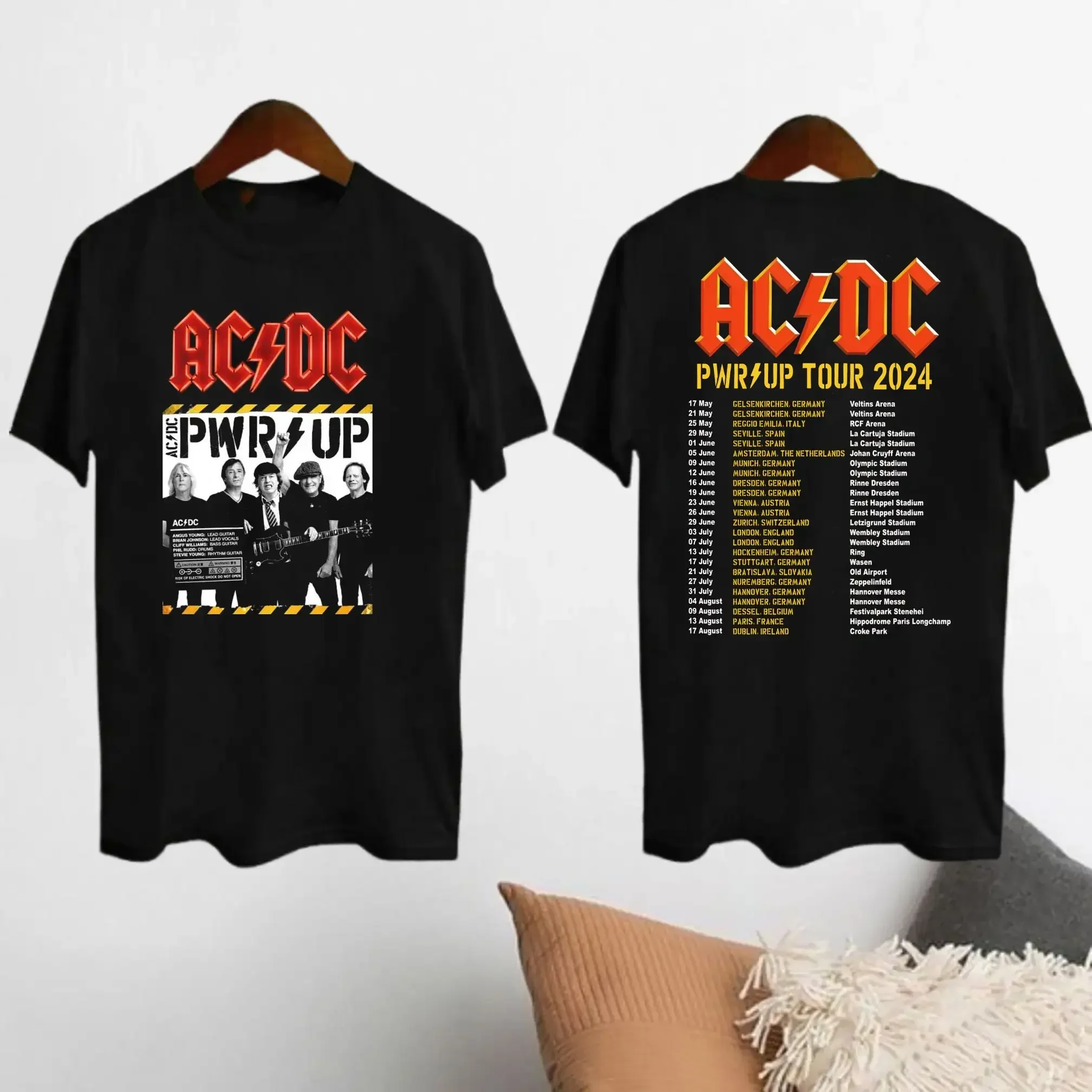 2024 AC-DC Band 51 Years Rare Vintage T-shirt Those about To Rock Casual Lyrics Short Sleeve Unisex Top TOUR PWRUP Cotton Shirt