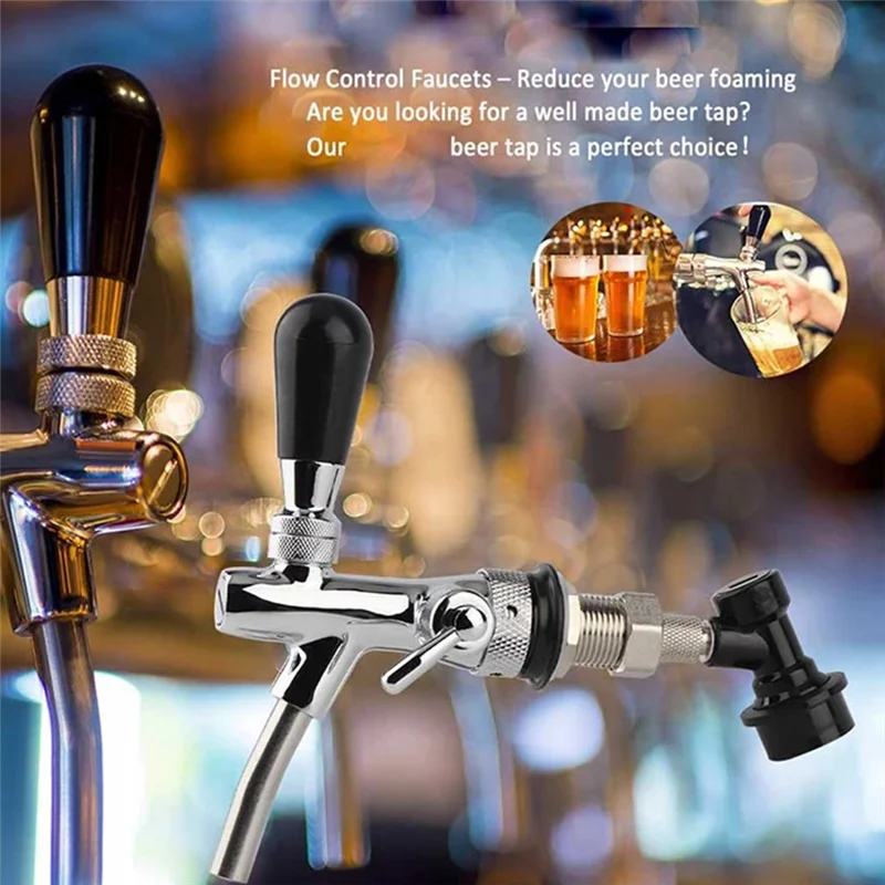 CQMF-G5/8 Adjustable Draft Beer Faucet With Ball Lock Disconnect Keg Tap Beer Dispenser Home Brewing