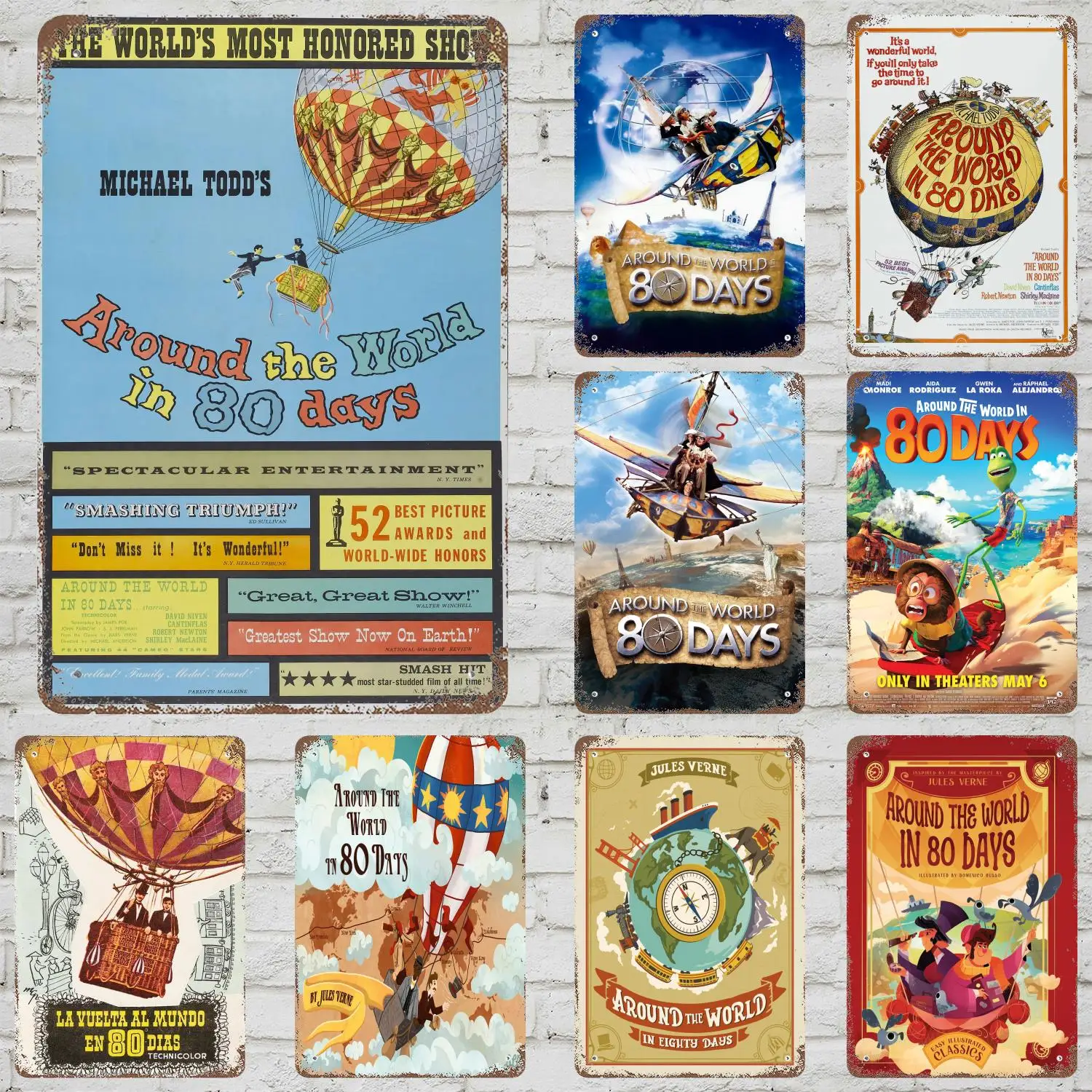

MINISO Around the World in 80 Days Metal Signs wall decor Vintage Tin Signs Metal Poster Decor for Bar Pub Wall Decoration
