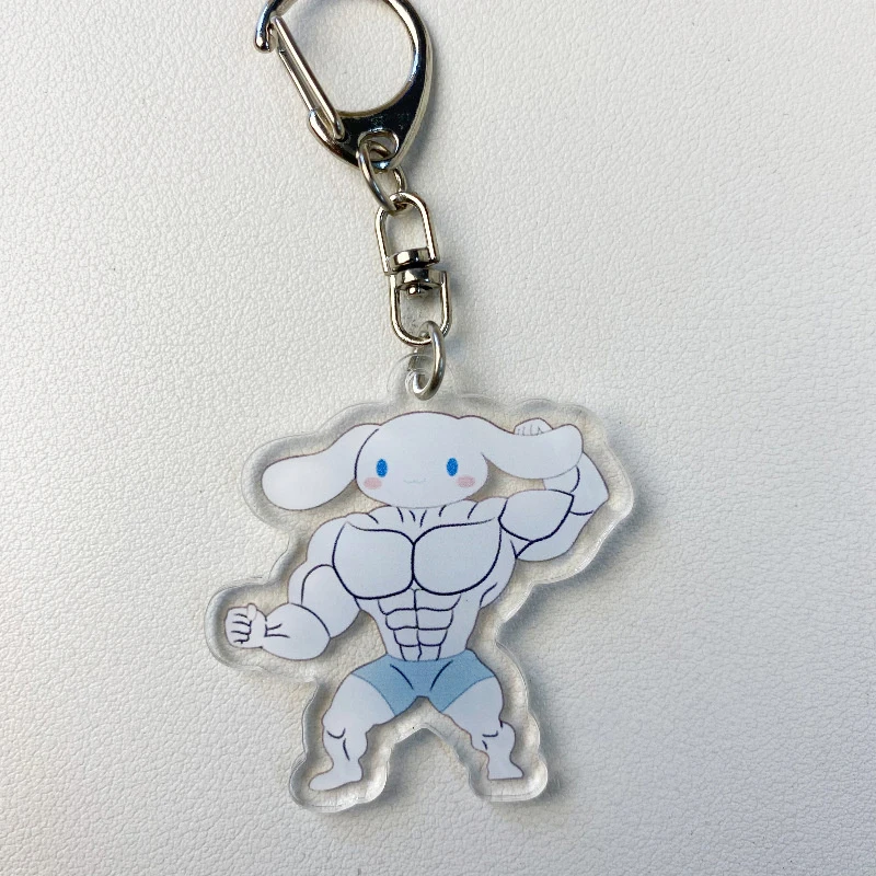 Engraçado Anime Muscular Chaveiro, Olá Kitty, Kawaii, Fitness Macho, Minha Melodia, Mochila, Casal Brinquedo Pingente, Presente para Meninas