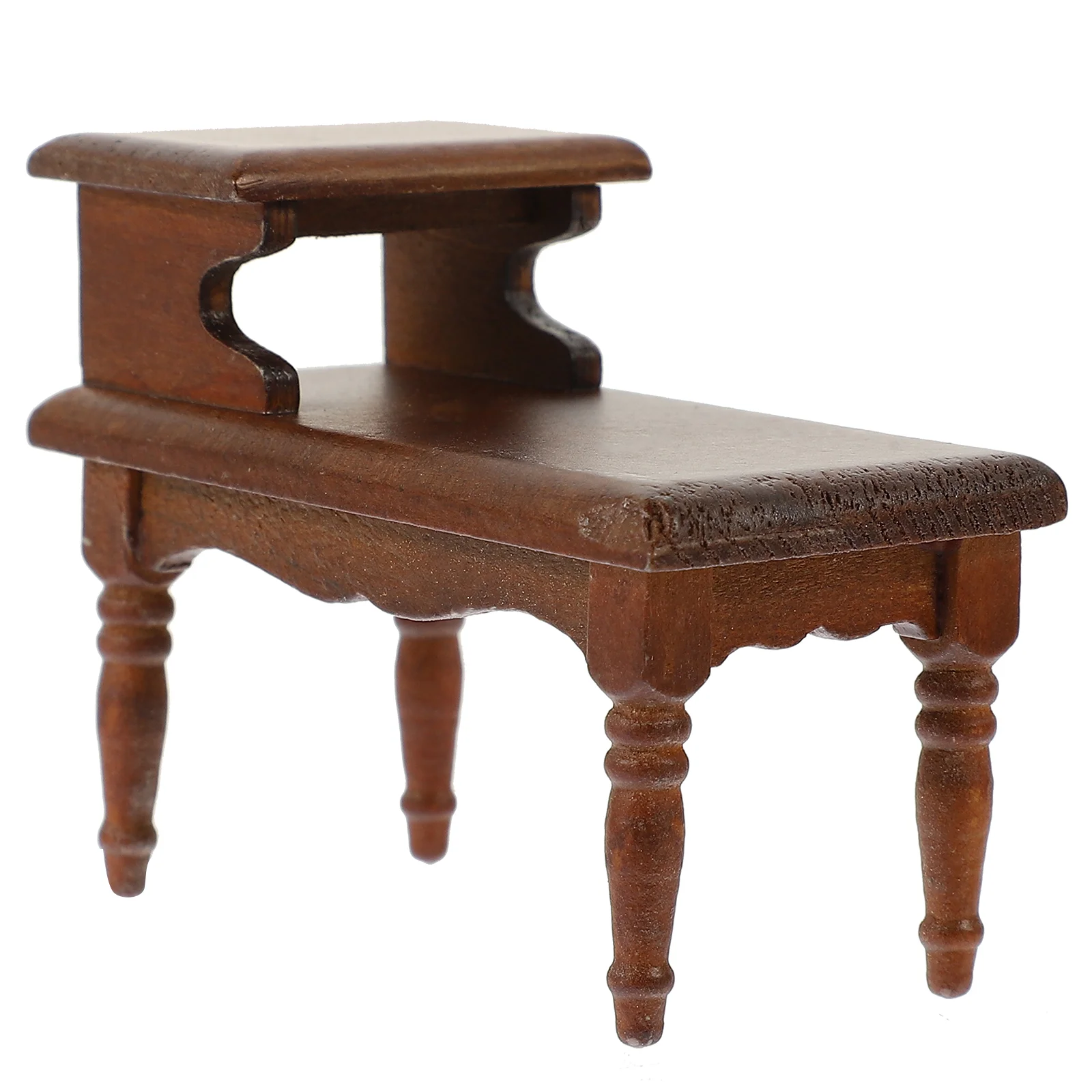 Mini Table basse rétro en noyer, Double couche, échelle 1 12, meubles de maison de poupée, décoration de petite maison, accessoires artisanaux miniatures