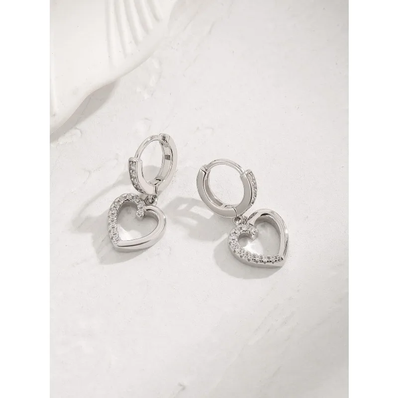 

InsS925 Серебряные простые серьги-гвоздики в форме сердца, ювелирные изделия, серьги-гвоздики, новые модные украшения