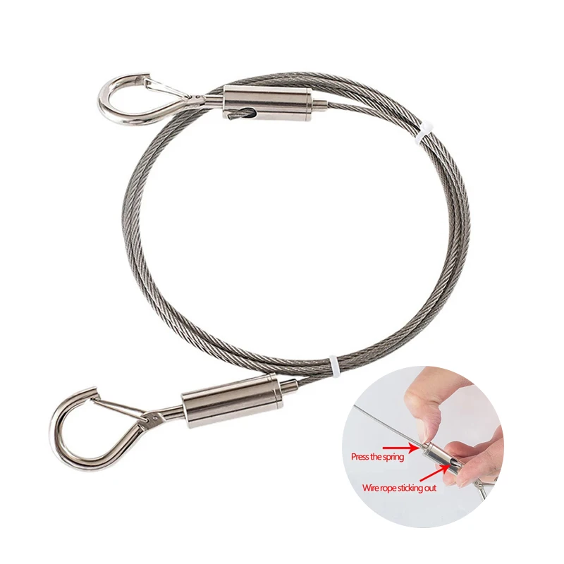 

1.5mm Adjustable Automatic Wire Rope Spring Hook Clothesline Hanging Solution System Suspension Code Stainless Steel Cable