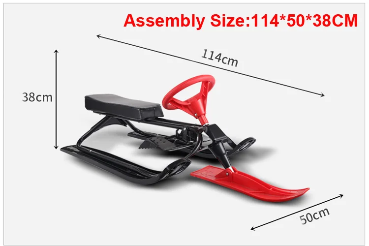Slitta a 3 Sci Guidabile in Plastica per Adulti, Limite di Peso 80kg, Età 3+