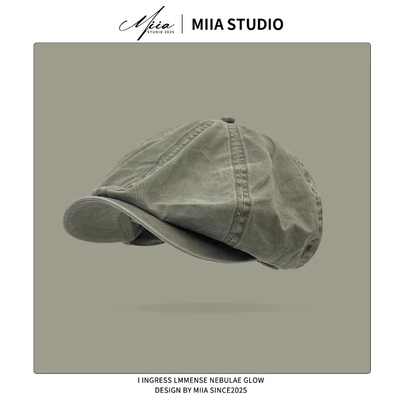 High-quality Retro Washed Cotton Oversized Berets Cap for Women Spring Summer Travel Sunscreen Versatile Literary Newsboy Hat