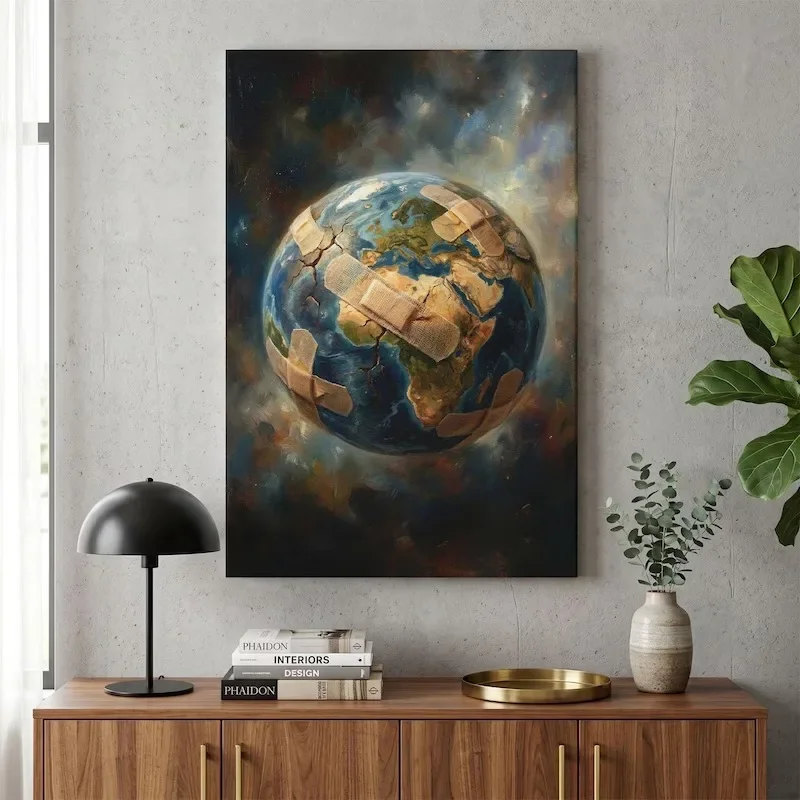 Whimsical Animal Canvas Prints Vintage Oil Painting Black Cat Leopard Duck Seascape Woman Nordic Dark Academia Home Decor Poster