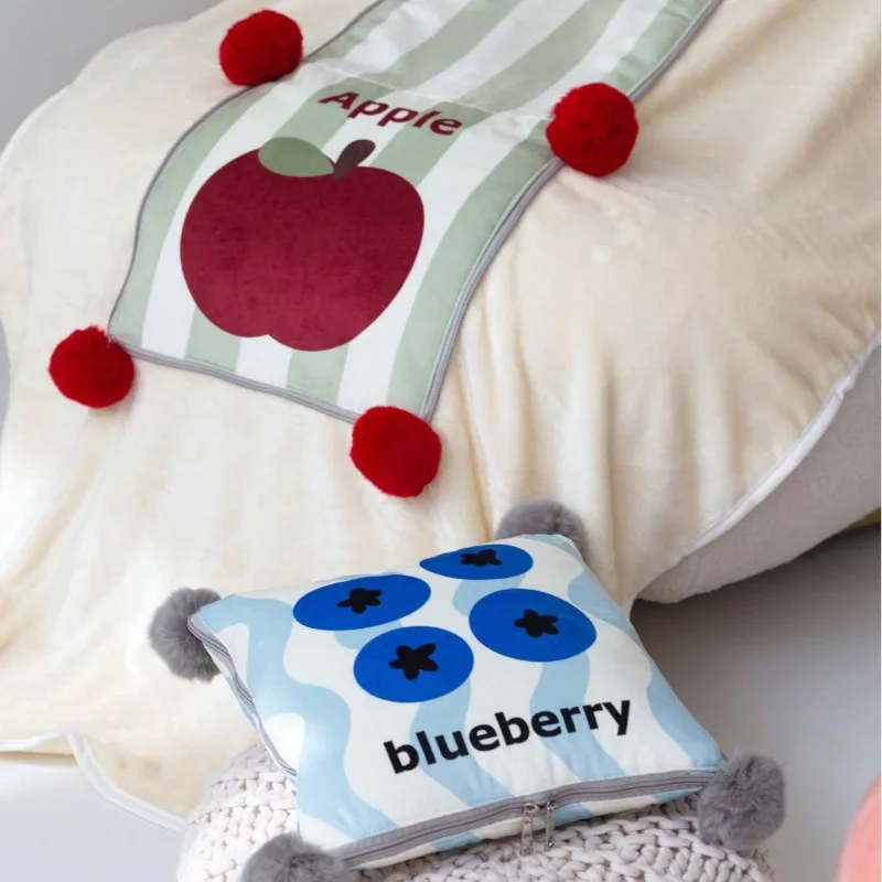 Skin Friendly 2 in 1 Pillow Blanket Foldable Multifunctional Cushion for Sofa Car Bedroom Office Daily Rest