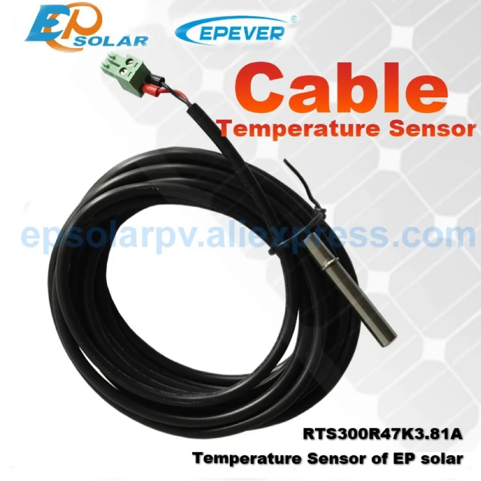 EPEVER Temperature Sensor Cable Fit for MPPT Solar Charge Controller with 3.81/2P Connector RTS300R47K3.81A