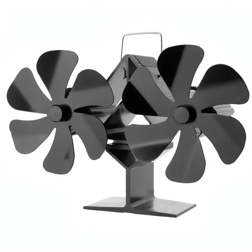 Thermal Energy Driven Stove Fan Double Head Metal Blower Silent Air Circulation For Home Wood Fireplace Heating Tool