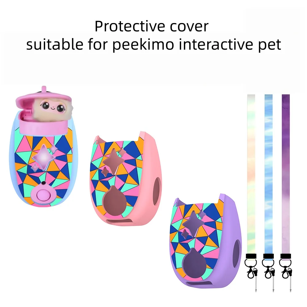 Silicone Carrying Case Protective Case Shockproof with Lanyard Silicone Case for Peekimo Interactive Pet Game Console