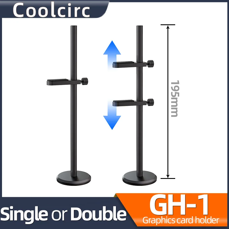 Coolcirc GH-1 Aluminum Alloy Graphics Video Card Holder Black Stand Desktop PC Case Anti-slip Magnetic Base Bracket Cooling Kit