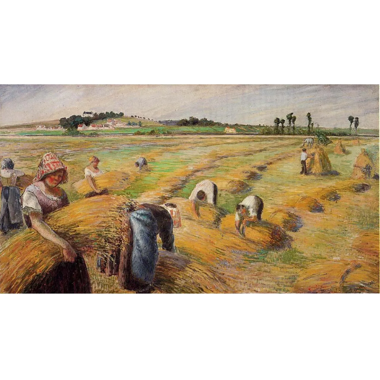 Hand painted high quality reproduction of The Harvest by Camille Pissarro Famous oil painting replica Modern decorative picture