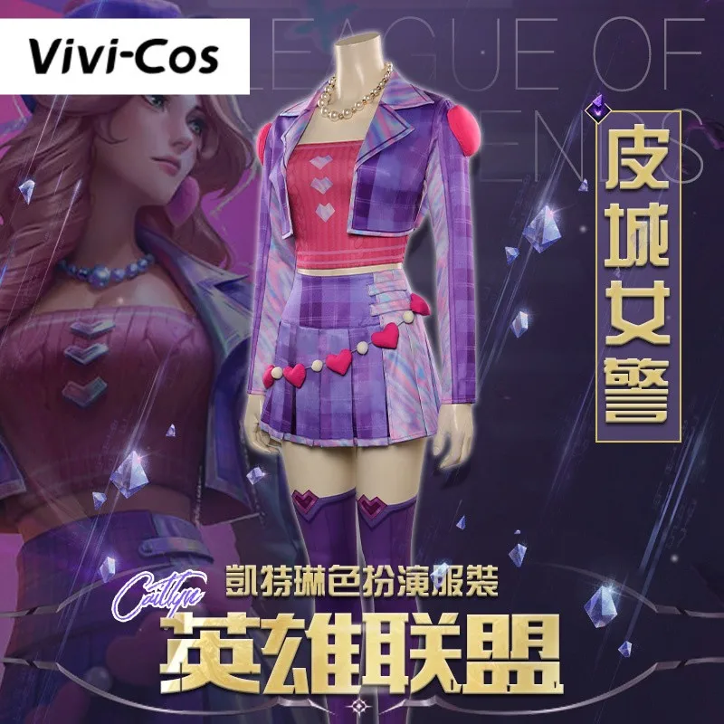 Vivi-Cos Game LOL The Sheriff of Piltover Caitlyn Kirraman Sexy Cool Suit Cosplay Halloween Costume Role Play Party New S-XL