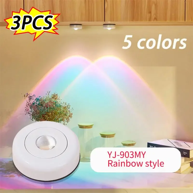 3pcs Touch LED Cabinet Lights Battery Powered Stick Wall Sunset Lamp For Kitchen Bedroom Closet Cupboard Night Light Decoration