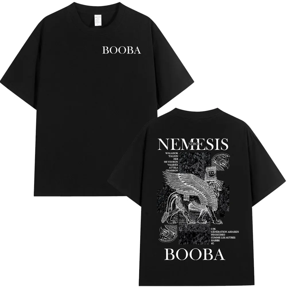 Rap Artist Booba Nero Nemesis Album Graphic T-shirt for Men Women Hip-hop Fashion 2026 Summer Print Pure Cotton T-shirt