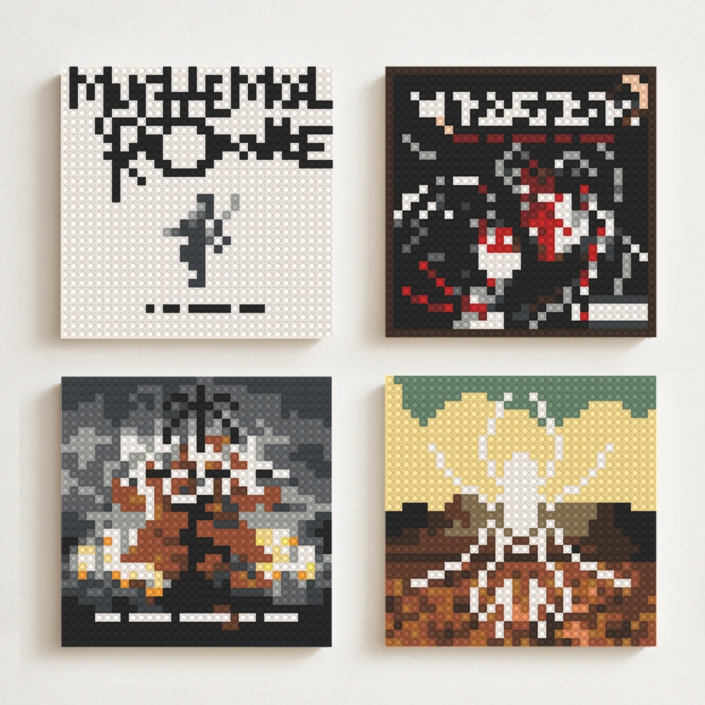 

M-My Chemical Romance Rock Band Album Cover Building Blocks Mosaic Pixel Art Wall Painting Home Bedroom Living Room Wall Decor