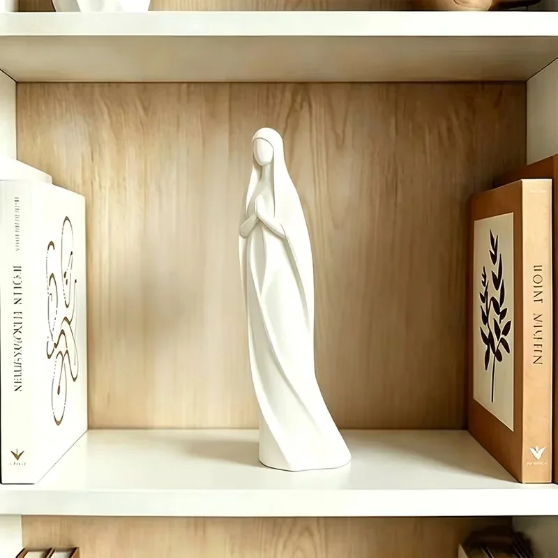 Elegant Virgin Mary Statue, Minimalist 3D Printed Angel Figurine for Home Garden Shelf Decor