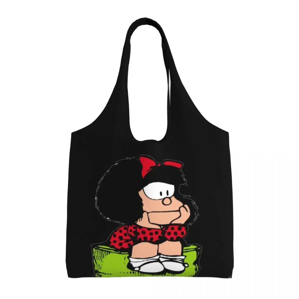 

Сумка для покупок Mafalda Thinking на заказ, женская парусиновая сумка через плечо, моющаяся сумка Quino Comic с героями мультфильмов, продуктовые сумки-шоппер, сумка