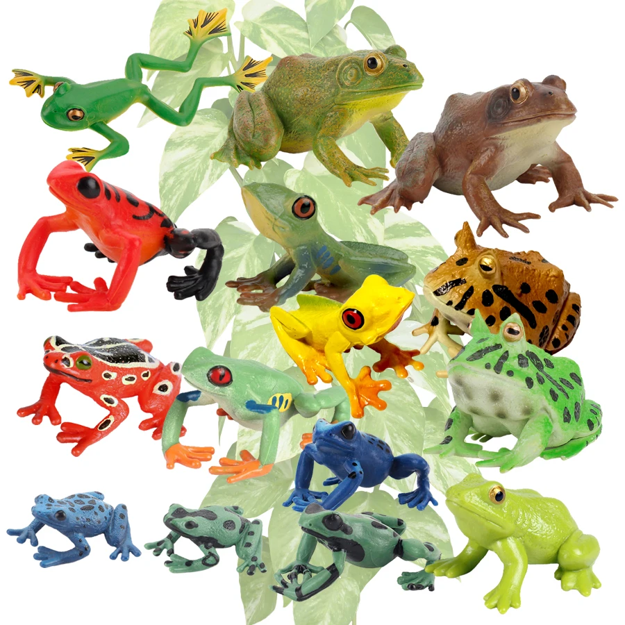 Realistic Wild Amphibian Action Figures Treefrog Bullfrog Toadfrog Plastic Frog Model Toy Cognitive Ornament Toys Gift For Kids