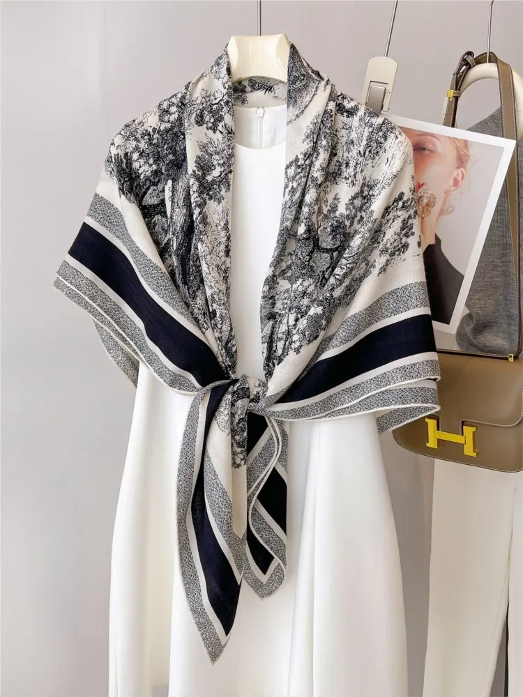 Silk and wool scarf with a light luxury feel large square air-conditioned room shawl