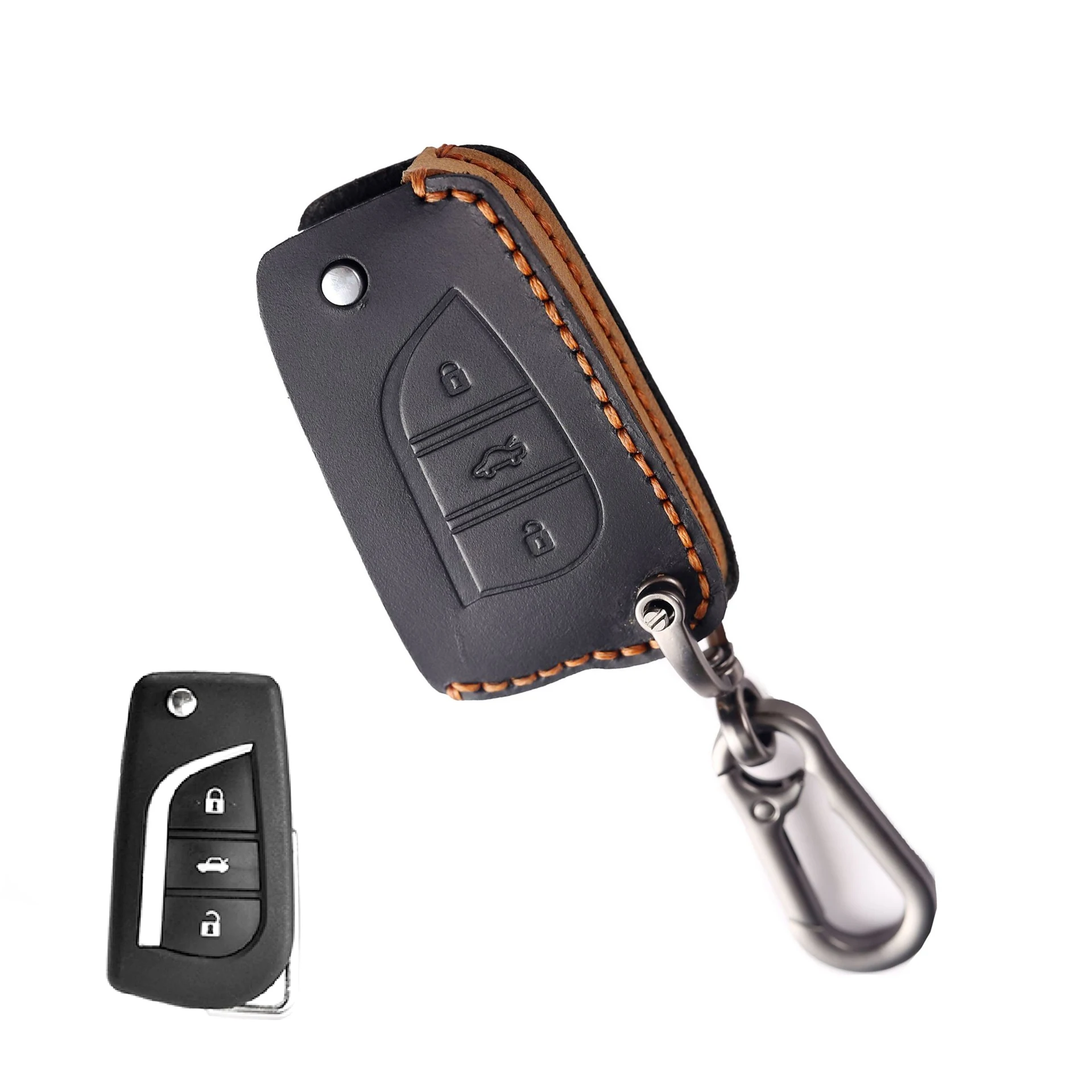 

3 Bottons Leather Car Key Case Cover for Toyota Auris Corolla Avensis Verso Yaris Aygo Scion 2015 2016 Camry RAV4 Accessories