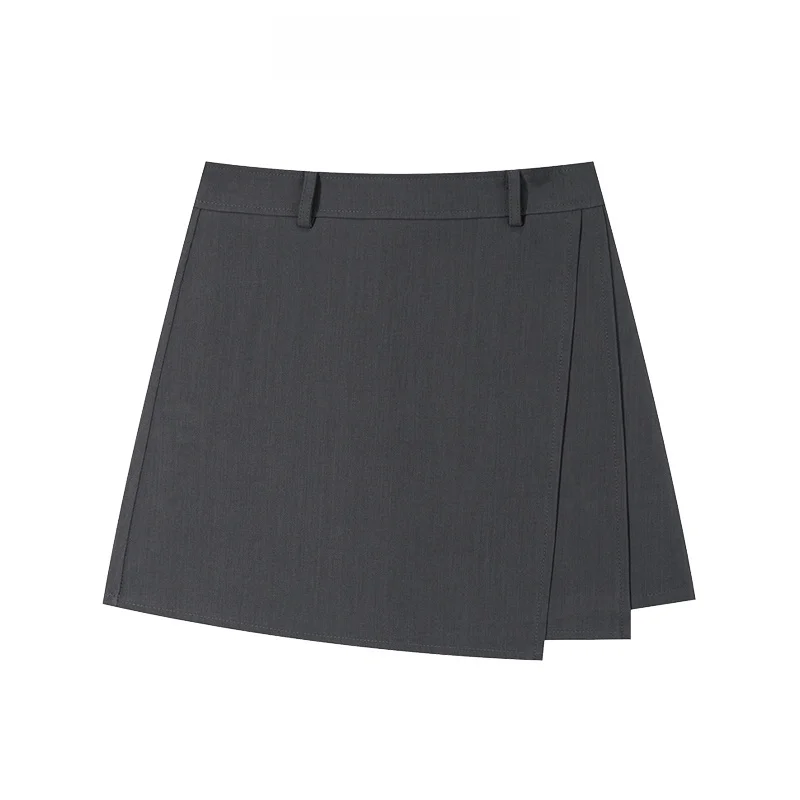 

Серая юбка А-силуэта с высокой талией, женская деловая юбка, весна-лето, новый стиль, стройнящая, скрывающая бедра, повседневная, из хлопка...