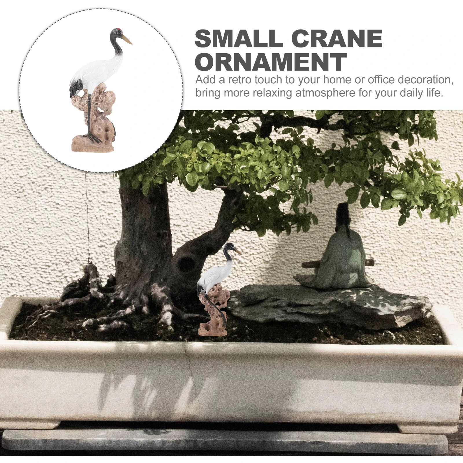 

Crane nament Statue Garden Decor Micro L Decoration Home Desktop nament Resin Crane Figurine Sculpture Bedroom Living Room