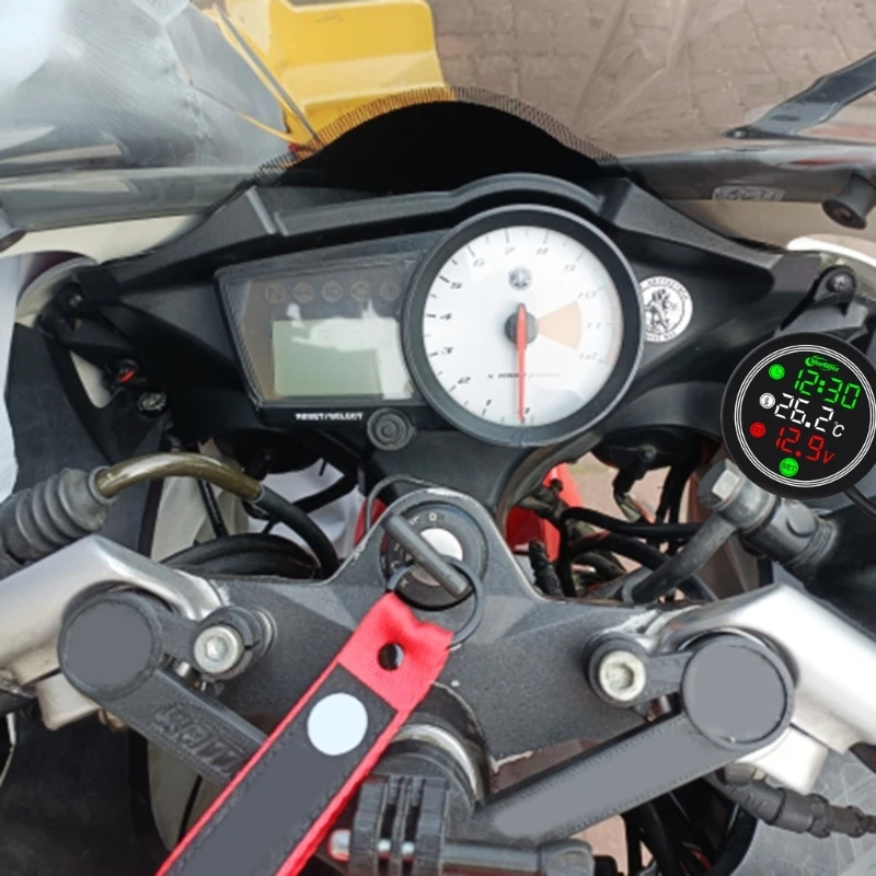 

U1JF Motorcycle Water/Air Temperature Timer Time Meter LED Digital Display