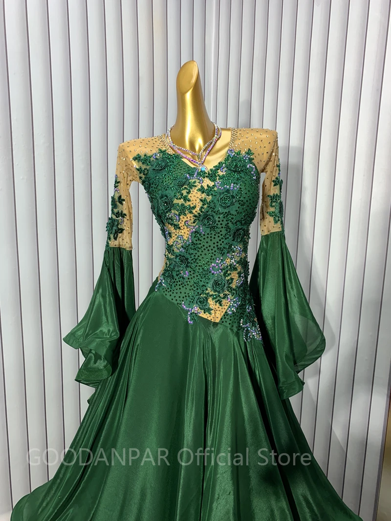 GOODANPAR ballroom dance dress Royal blue Standard Ballroom Dance Dress for Competition Costume green