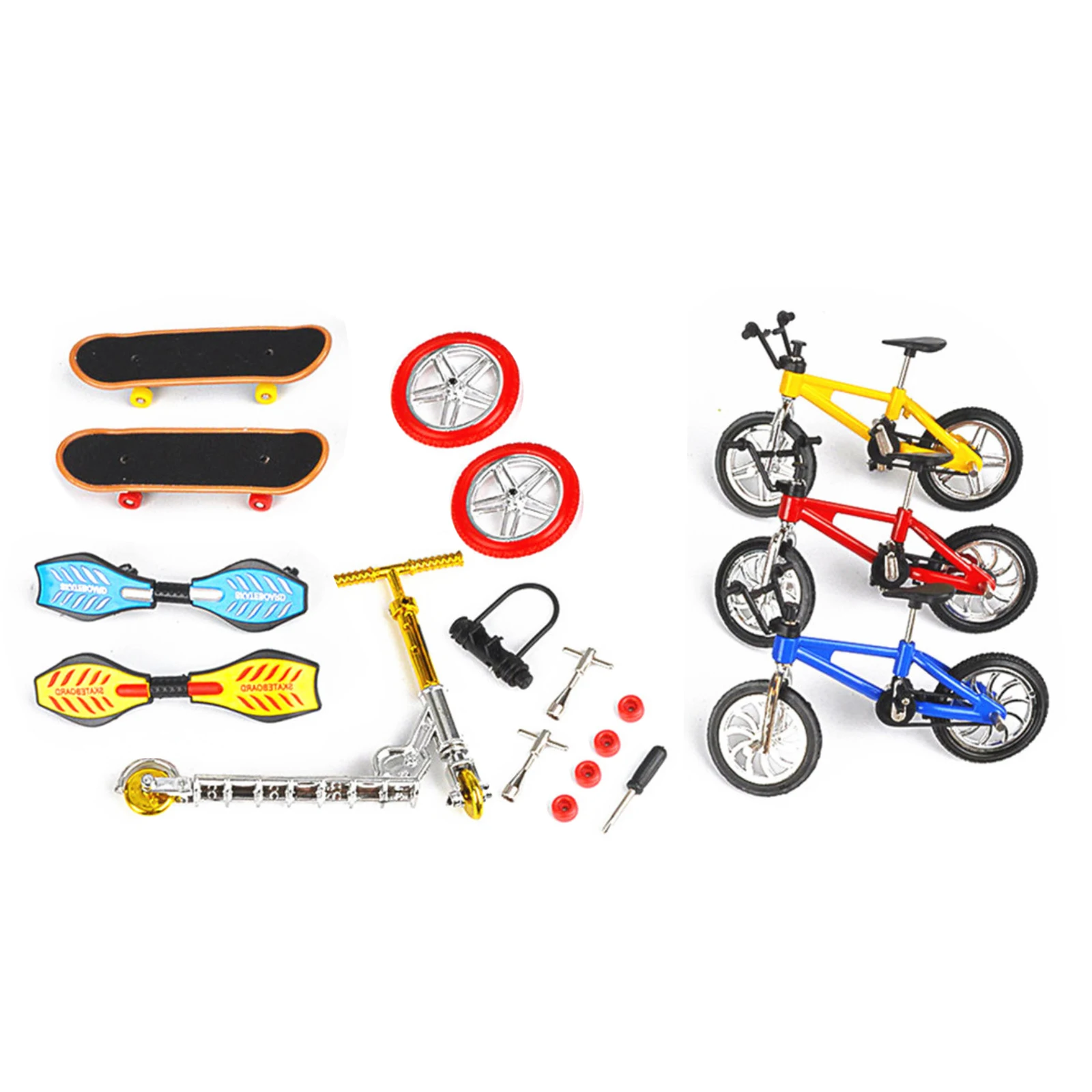 8Pcs Plastic Mini Finger Skateboard Set with Finger Bike Scooter Vigor Board Fingertip Movement Toy For Kid