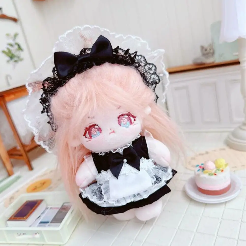 

Maid Dress Cotton Doll Maid Skirt Princess Skirt Headwear 10cm Cotton Doll Clothes Dress Up Apron Idol Dolls Dress