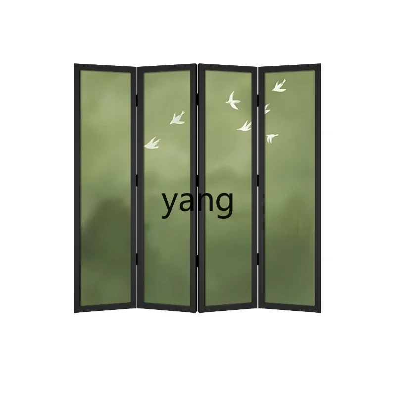 LTT new Chinese screen partition living room folding mobile home sofa background wall decoration solid wood folding screen