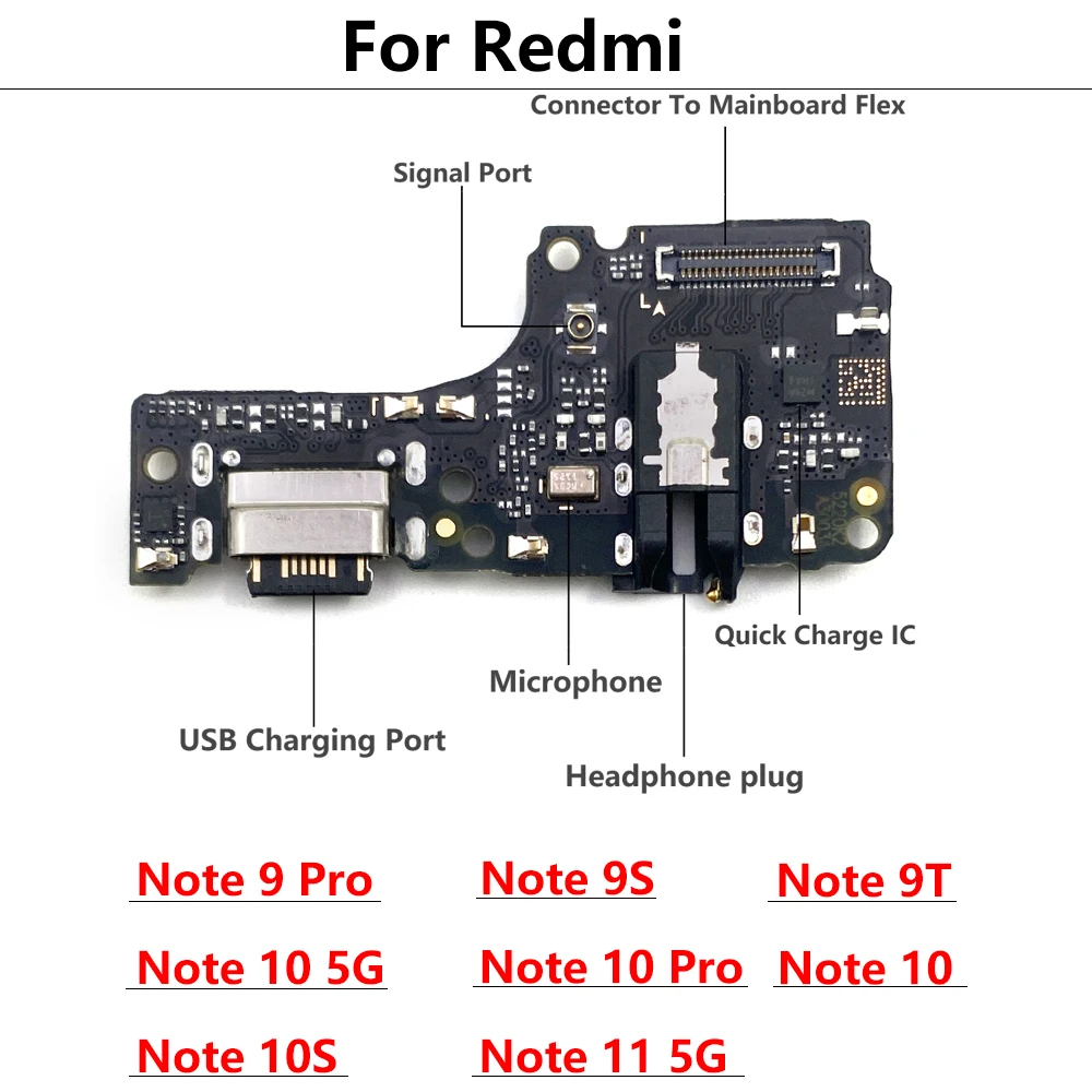 Imagem -03 - Conector Dock Carregador Usb para Xiaomi Porta de Carregamento Substituição do Cabo Flex Microfone Redmi Note 11e 11 10s 10 9s Pro 5g 4g 50 Pcs