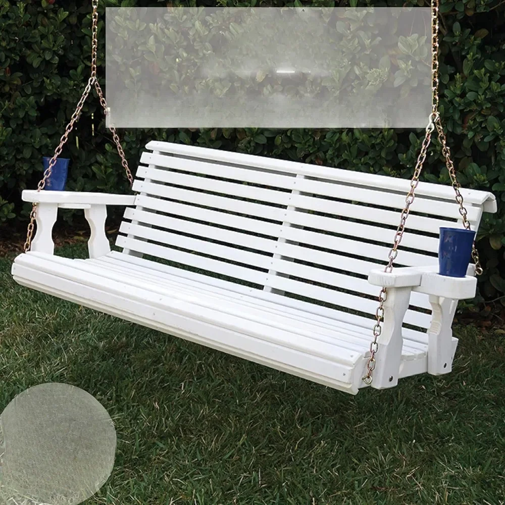 Heavy Duty 800 Lb Roll Back 4ft. Treated Porch Swing with Cupholders - Cedar Stain