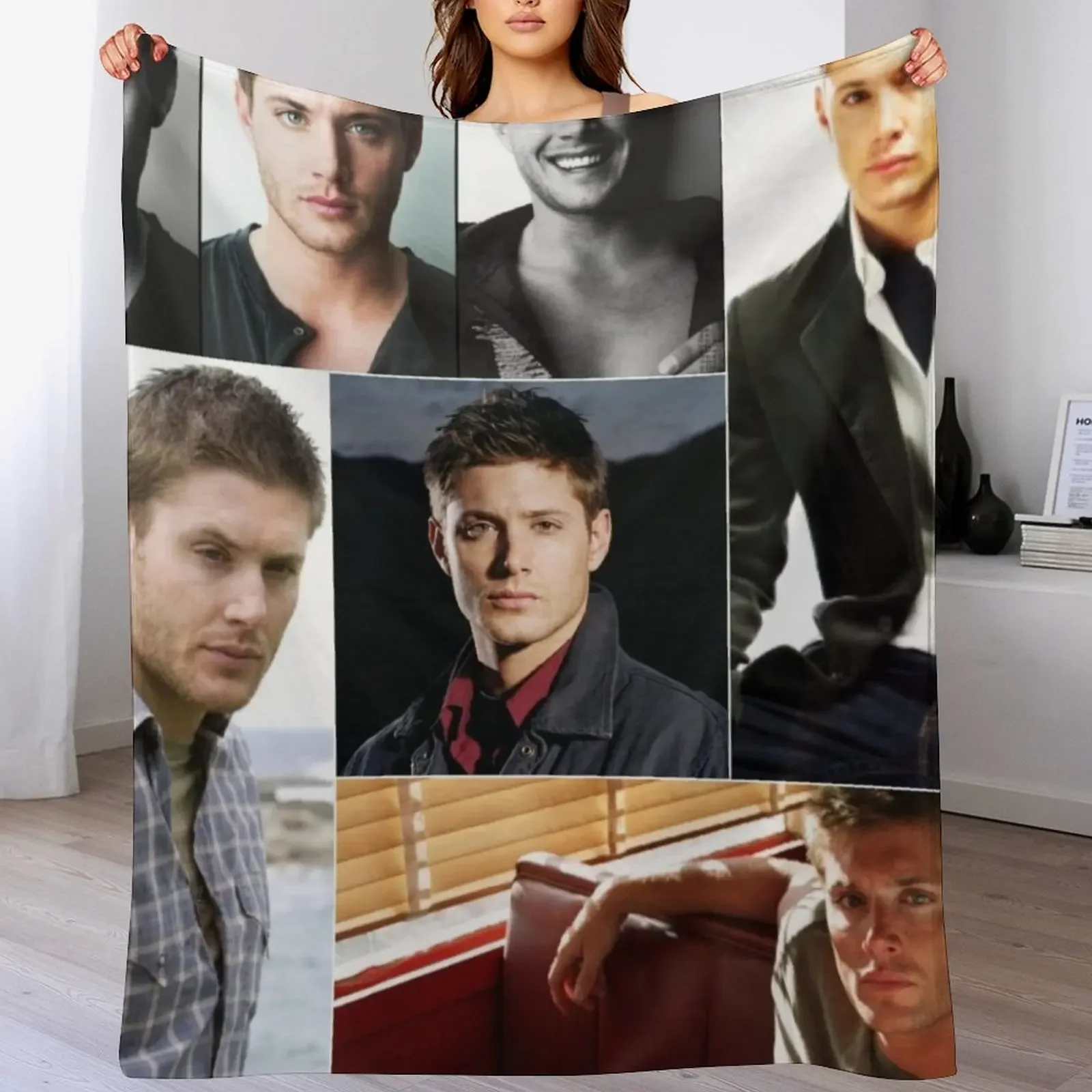 

Jensen Ackles Rectangular Photo Collage Throw Blanket Warm Comfortable Blanket for Office Napping
