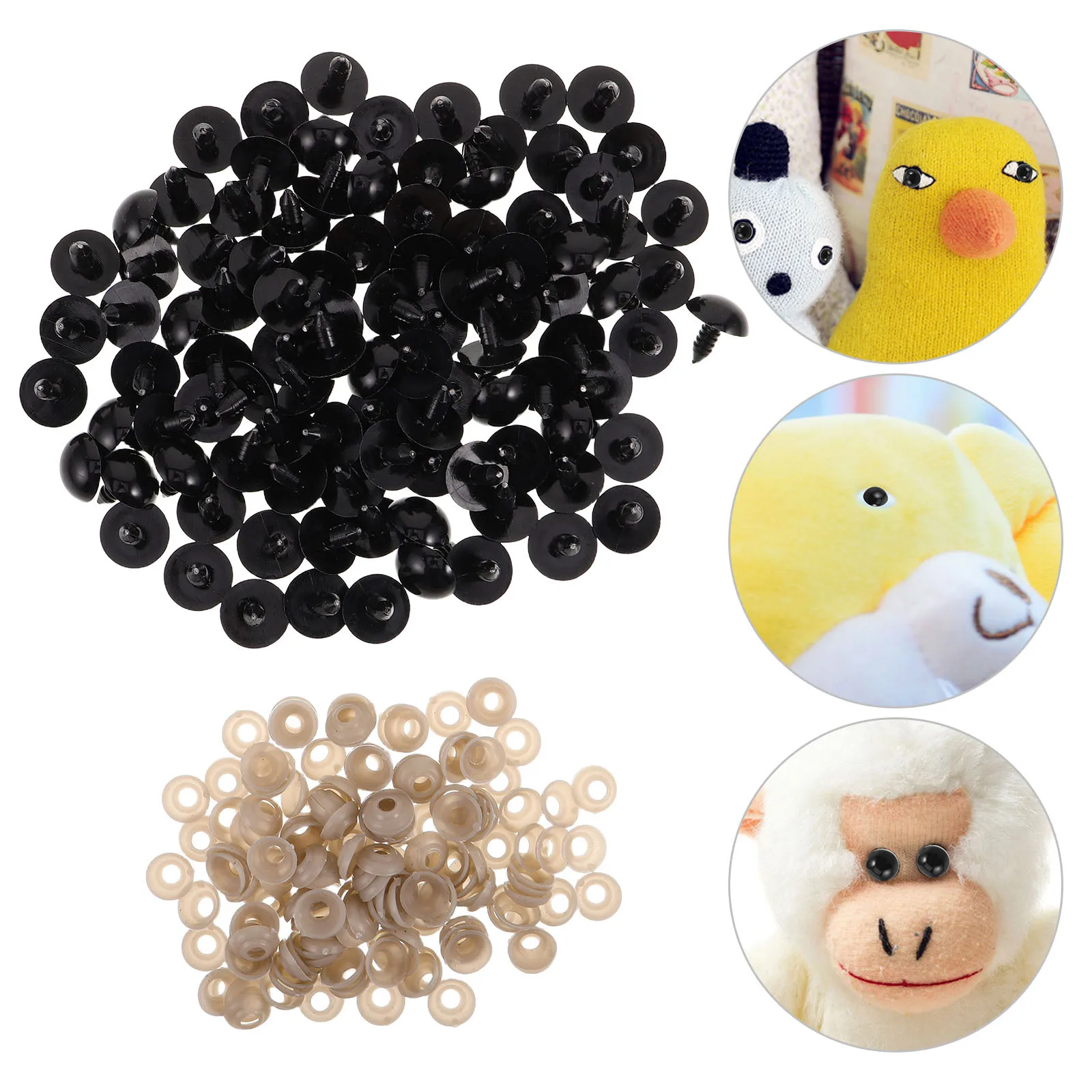 

150 шт. черные пластиковые защитные шайбы для глаз для вязания крючком мягкие животные ремесленные глазки DIY аксессуары вязаные крючком глаза