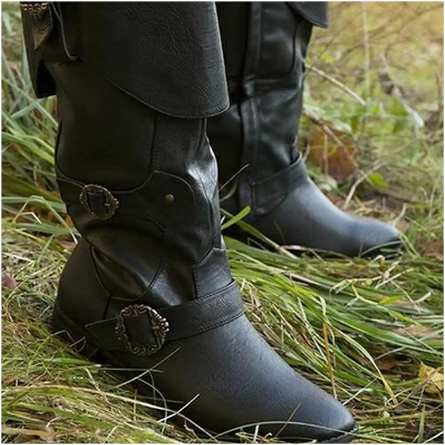 

Halloween Cosplay Medieval Gothic Retro Elf Witch Leaves Lace Up Shoes Women Costume Props Carnival Dress Up Party Knight Boots