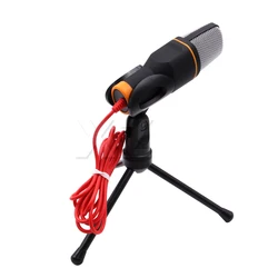 3.5mm Audio Wired Stereo Condenser Microphone With Holder Stand Clip For PC Chatting Singing Karaoke Laptop