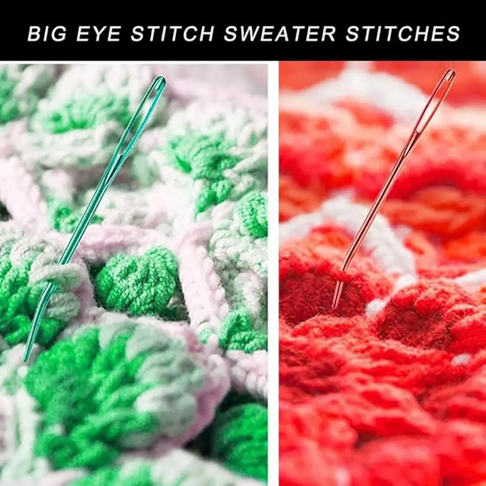 Crochet Hooks Bent Tip Big Eye Bent Needle Aluminum Multisize Crochet Needles Knitting Needles Scarf