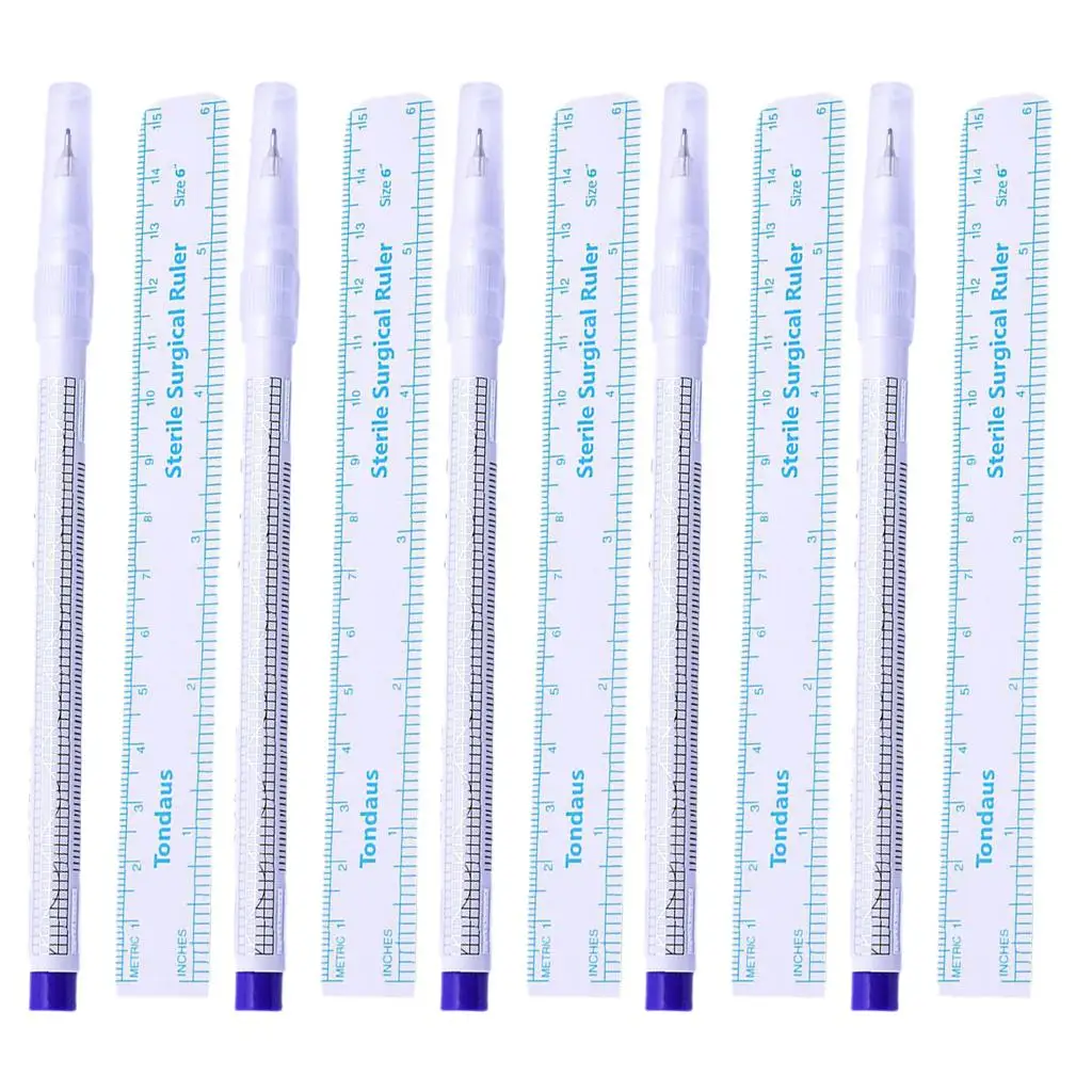 5Pcs Eyebrow Microblading Pen Skin Marker Pen Ruler Set Scribe Tools for Piercing Permanent Makeup