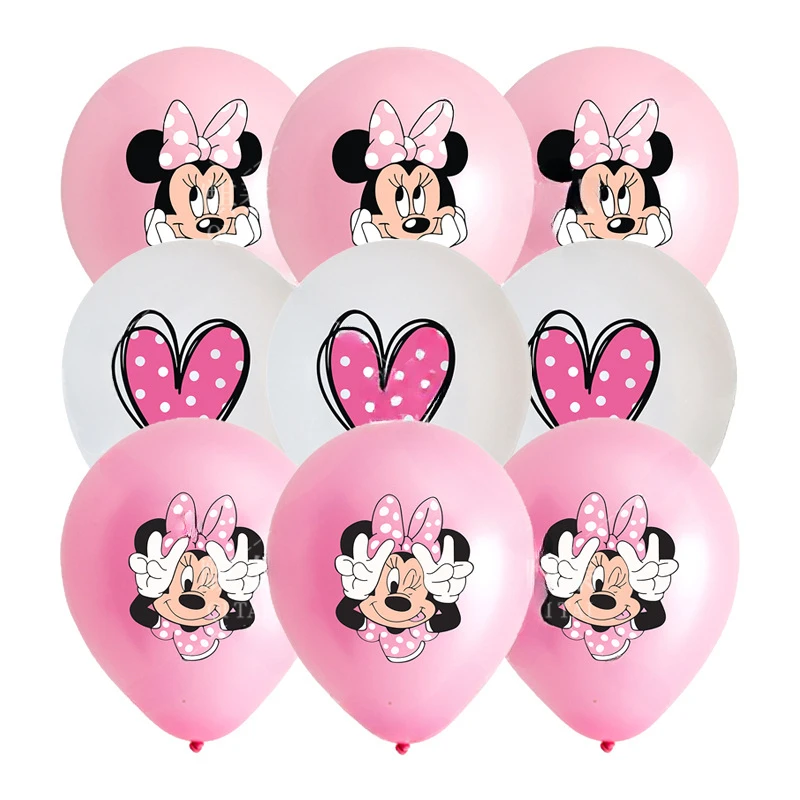 TureMouse-Ballon en latex Minnie rose, décorations de fête d\'anniversaire et de mariage, fournitures de fête, 12 po, ensemble de 18/20