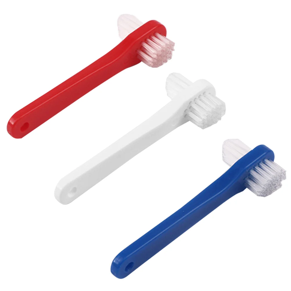 3 Pcs Denture Toothbrush for Adults Simple T Shaped Handle Medium Bristles Small Ideal Hard to Reach Areas