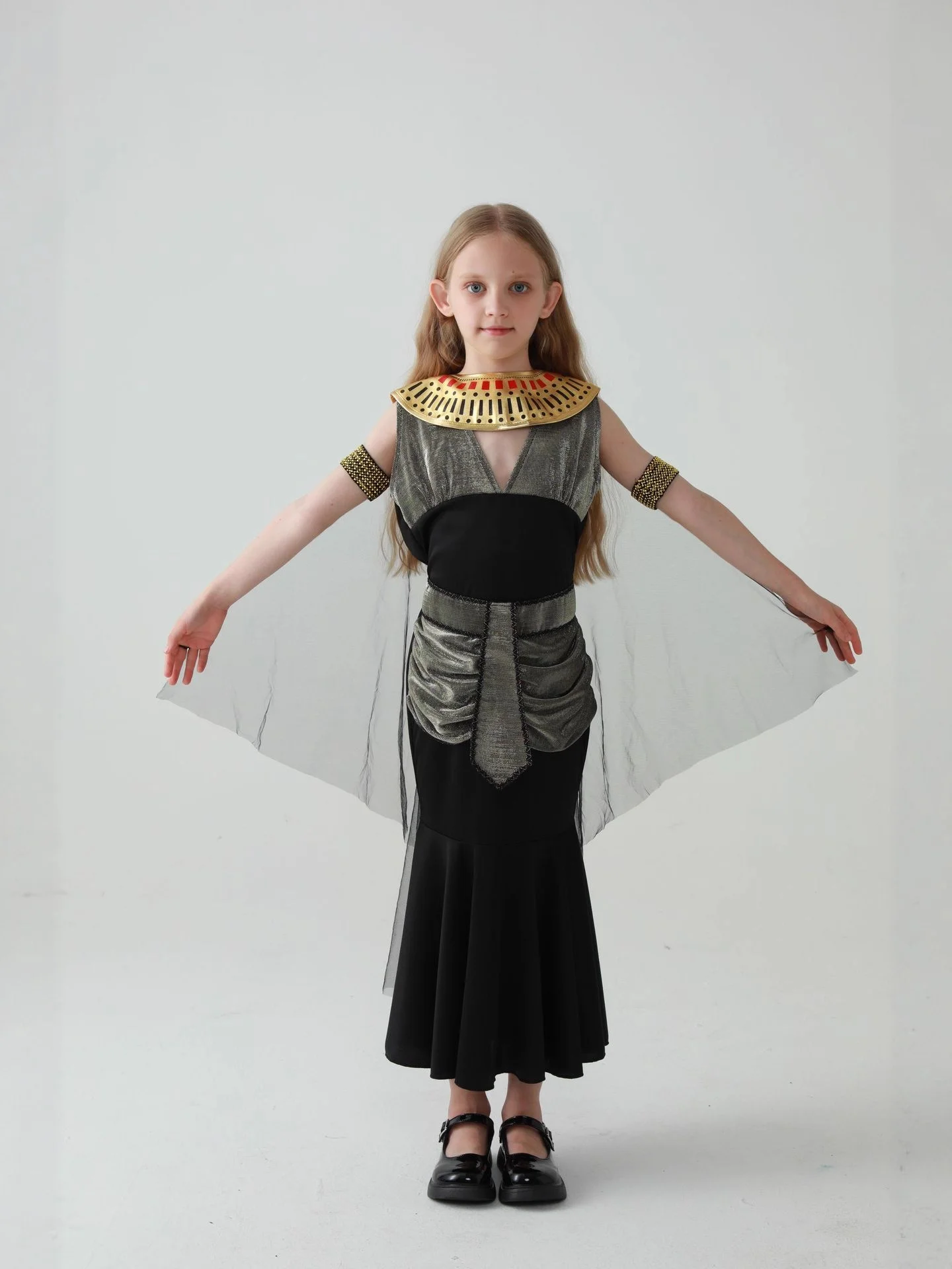 Schwarzes ägyptisches COS-Kostüm für Kinder, Pharao, Yanhou, Performance-Kostüm, Festival, Party, Bühnenaufführungsset