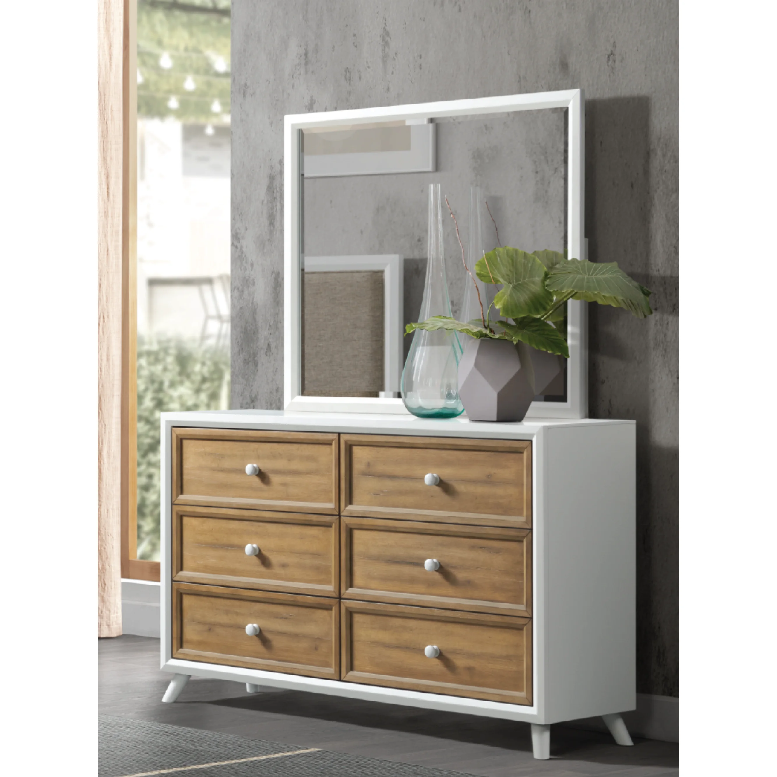 

Luxury Classic Rectangle Dresser with Customizable White MDF Wood Wall Mirror Hotel Bedroom Makeup Table