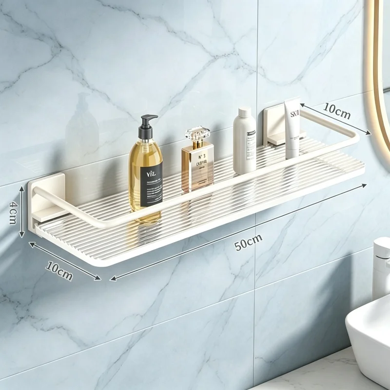 Acrylic Bathroom Storage Rack No Punching Towel Cosmetics Washbasin Hanging Organizer