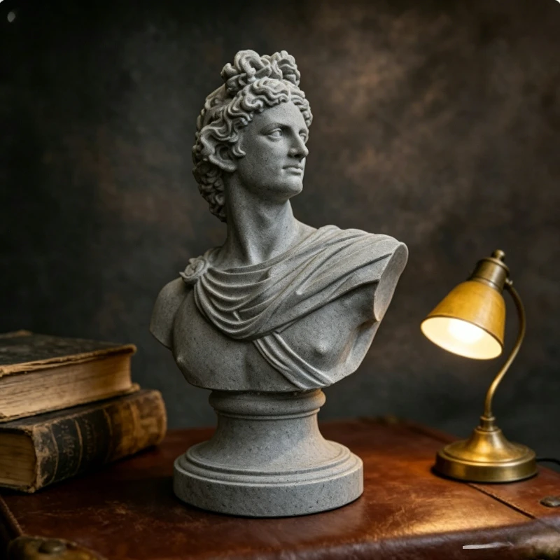 1 Pieza de Estatua de Busto de Apolo en Relieve 3D, Escultura de Mitología Griega, Decoración Artística Impresa en 3D para Estantería Europea