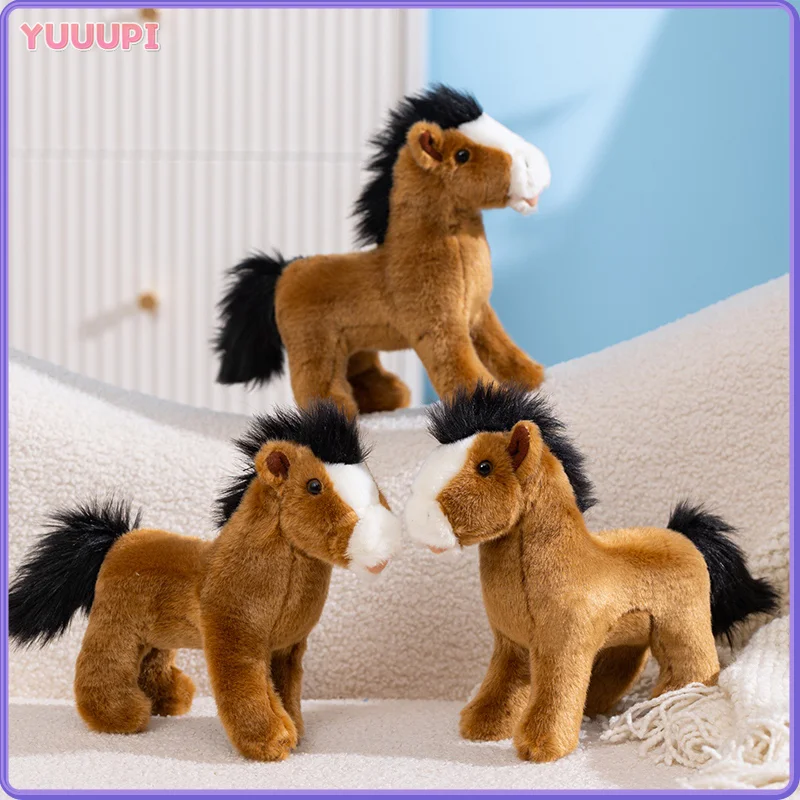 

Реалистичные плюшевые игрушки в виде лошади, мягкие стерические стоячие игрушки в виде лошади для детей, забавный игровой реквизит, красивый декор для комнаты, подарки на день рождения